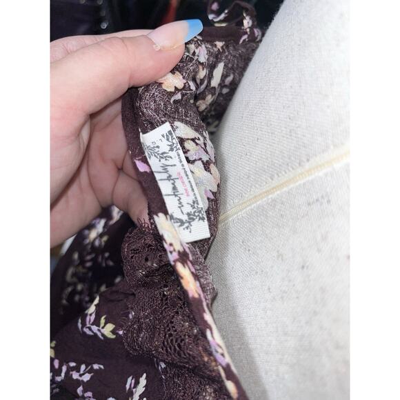 Intimately Free People Brown Ruffle Sleeve lace bodysuit size Large #16 - Picture 4 of 4